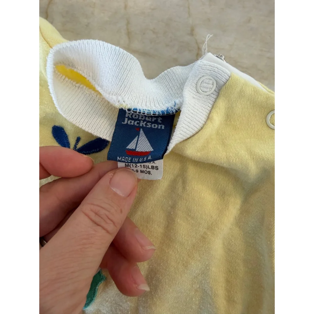Vintage Baby Robert Jackson Bodysuit 6-9 Months Yellow Frog romper